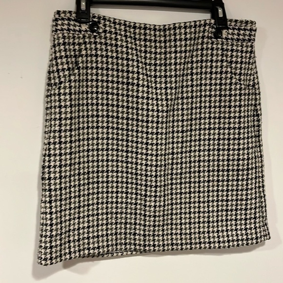 Ann Taylor Black White Houndstooth Wool Blend Pencil Skirt 8 - Picture 1 of 5